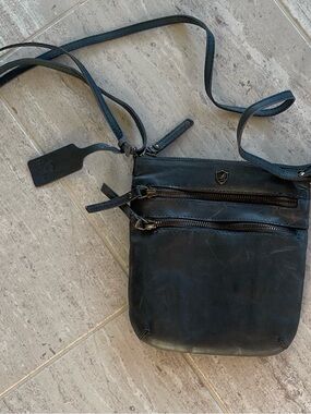 Cochoa Blue Leather Crossbody Bag Multi-Zip Small Shoulder Purse